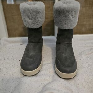 Koolaburra UGG Tynlee Womens Waterproof Snow Boots Gray Suede Faux Fur